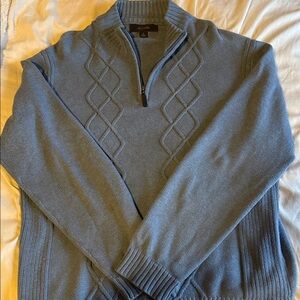 Tasso Elba Blue Diamond Zip-Up Sweater